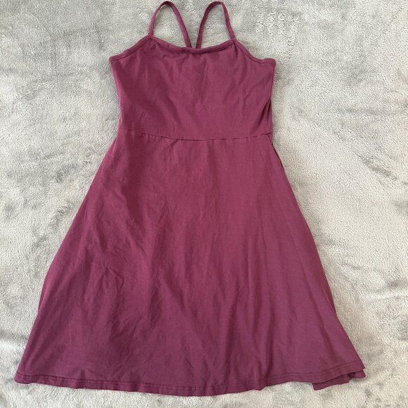 Pact Fit And Flare Dress Strappy Women's size MEDIUM Burgundy - Picture 1 of 6